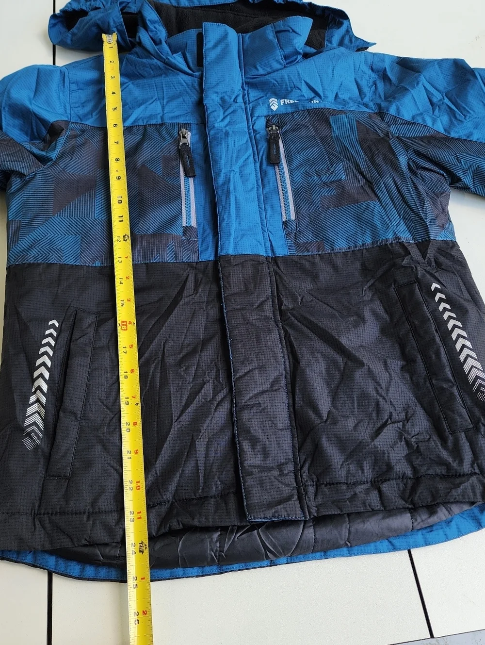 Free Country Electric Blue Black Zip Winter Coat Boy's Kids Hood M (10/12)